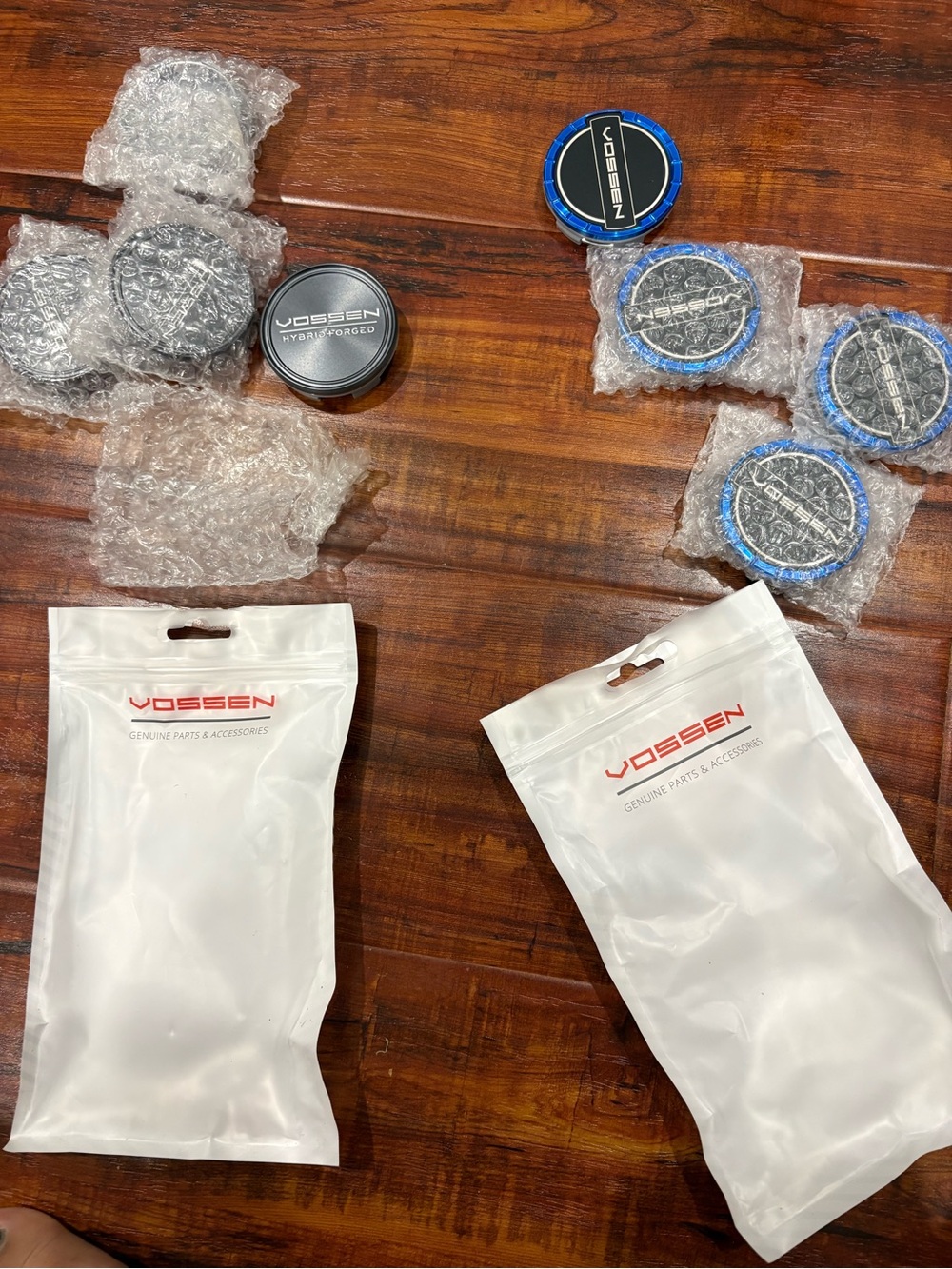 NEW Vossen Blue & Black Wheel Center Caps - Set